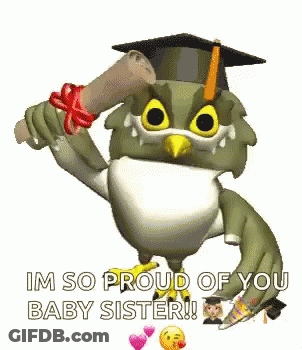 Owl Wearing Graduation Cap Holding Diploma GIF