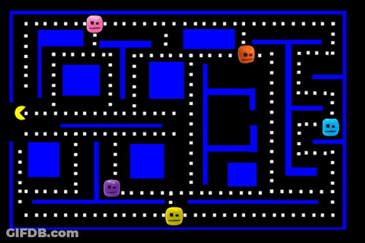 Pac Man Chasing While Eating Me Emoji GIF