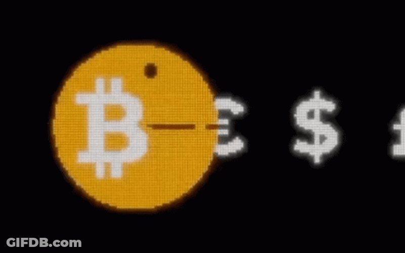Pac Man Eating Money Symbols GIF