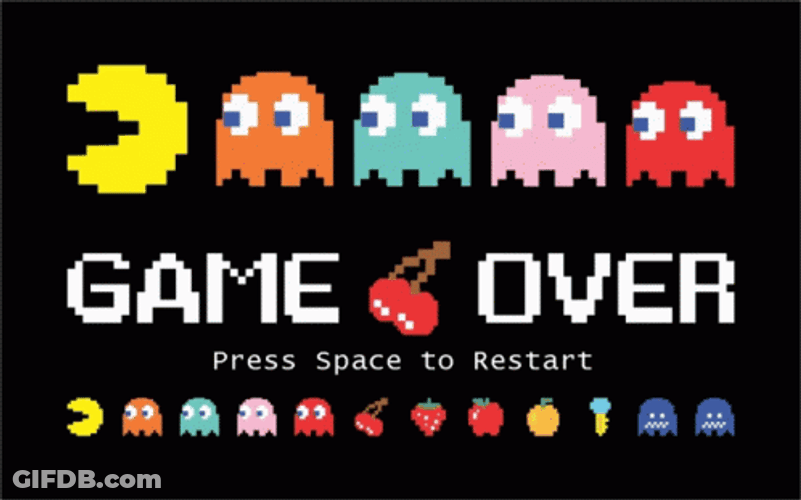 Pac Man Game Over Screen GIF