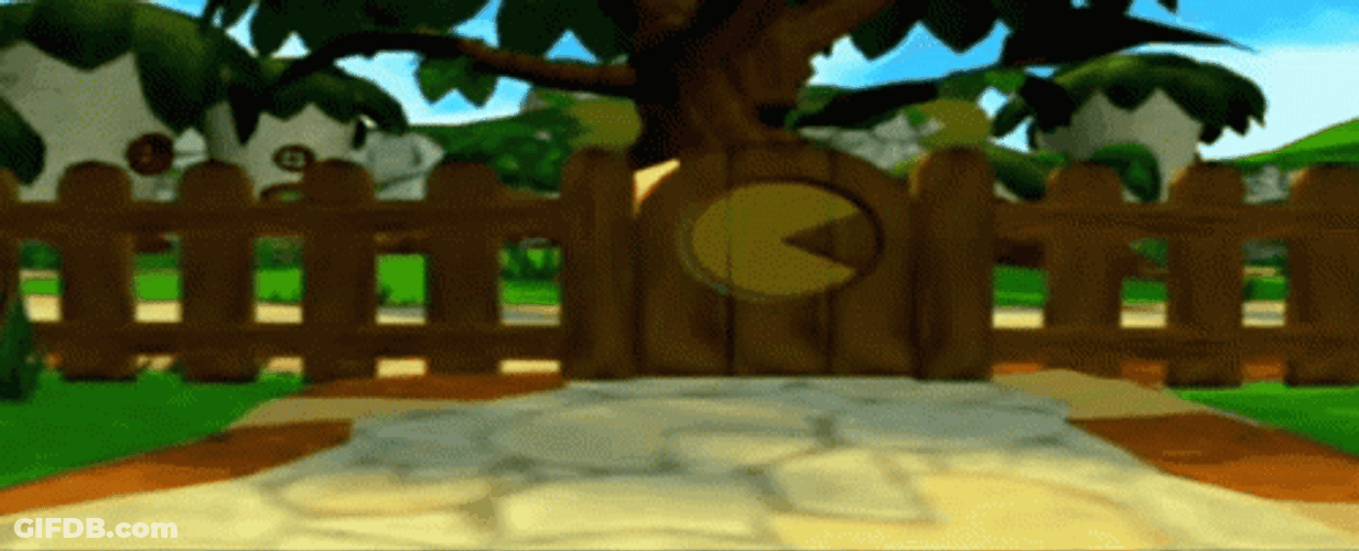 Pac Man Smile While Opening Gate GIF