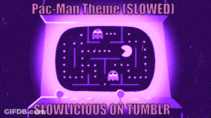 Pac-Man Theme Slowed Slowlicious On Tumblr Written On A Purple Background GIF