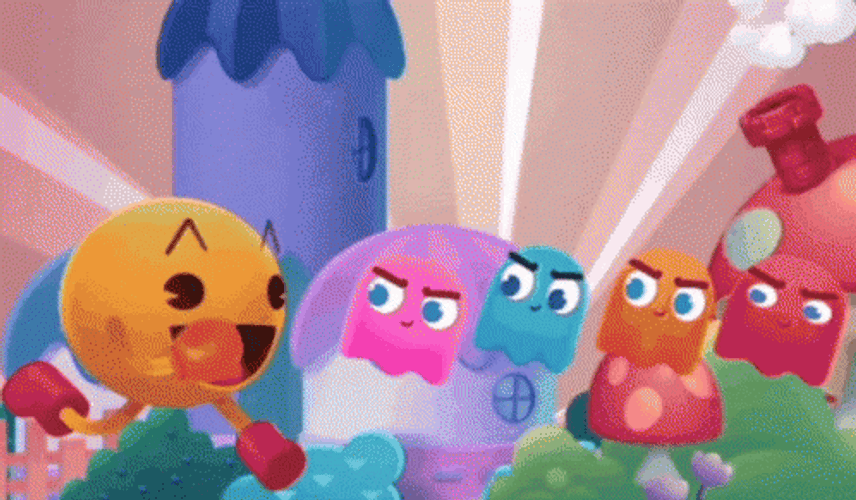 Pacman Chasing All The Ghosts GIF