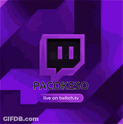 Pacokeso Live On Twitch.tv Is Shown On This Purple Background GIF
