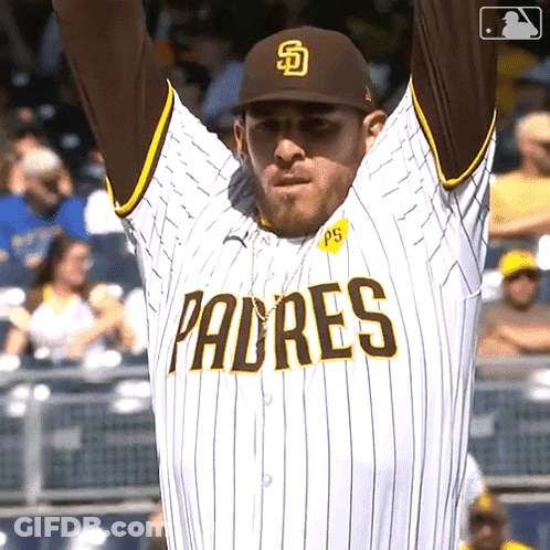 Padres Baseball Player Arms Outstretched GIF