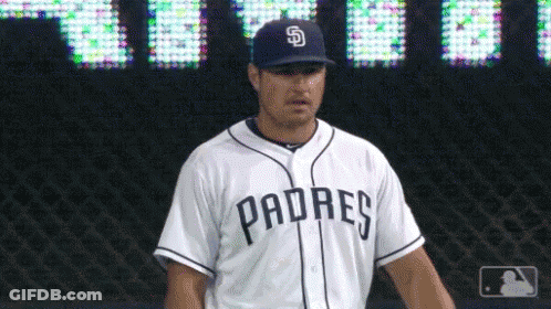 Padres Baseball Player In White Jersey And Blue Hat GIF