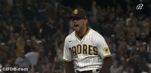 Padres Baseball Player Screaming In Front Of Crowd GIF