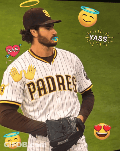 Padres Baseball Player Surrounded By Emojis Saying Bae GIF