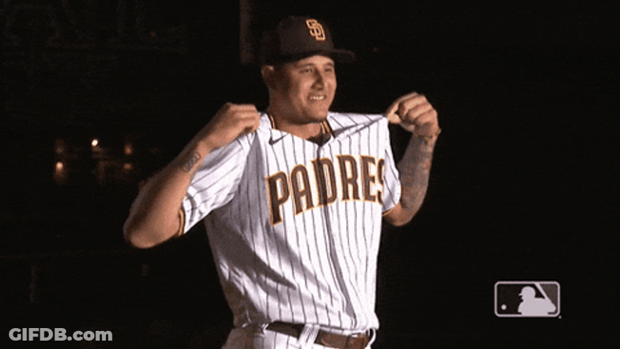 Padres Manny Machado Showing Off Jersey GIF