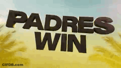 Padres Win Text On Yellow Background GIF