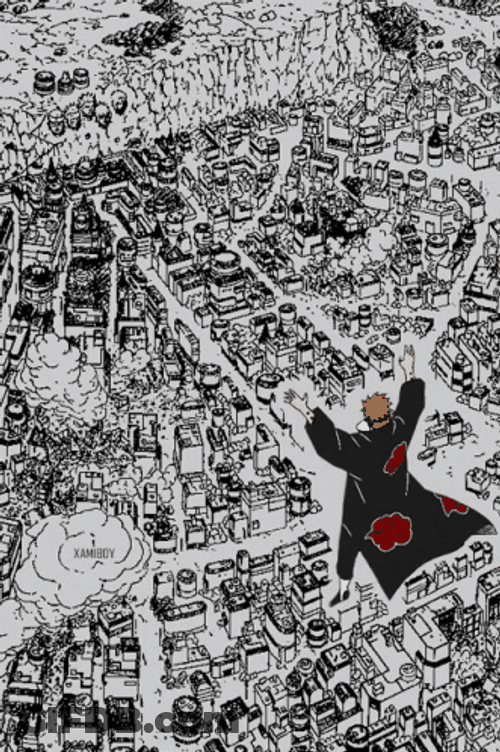 Pain Naruto Causing Destruction Manga GIF