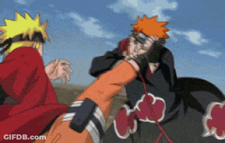Pain Naruto Kicking Head GIF