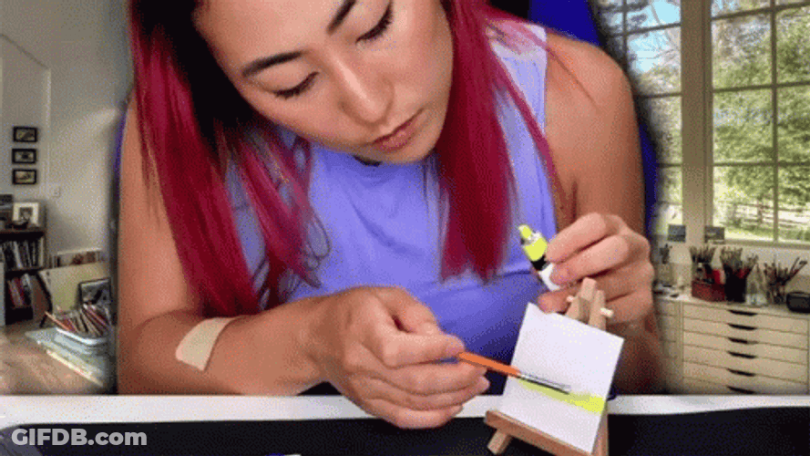 Paint Red Hair Miniature Canvas GIF