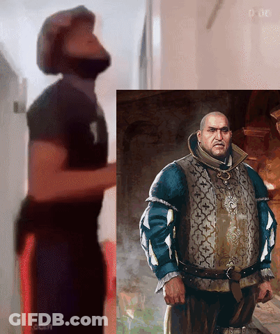 Painting Of A Man Next To Another GIF