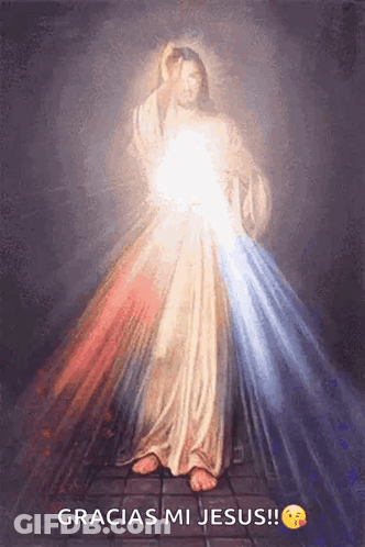 Painting Of Jesus With Caption Gracias Mi Jesus GIF