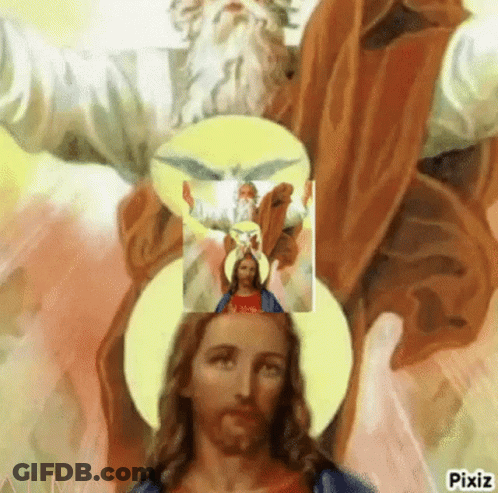 Painting Of Jesus With God And A Woman GIF