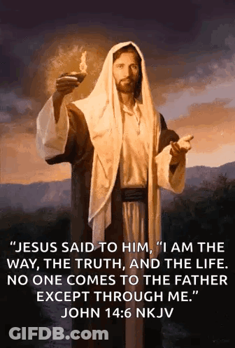 Painting Of Jesus With Quote From John 14:6 GIF