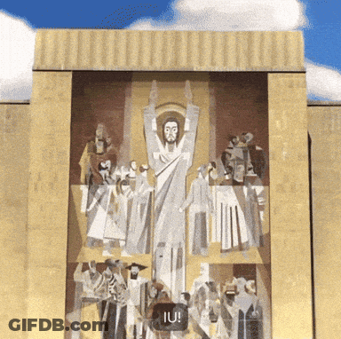 Painting Of Jesus With Sign Saying IU GIF