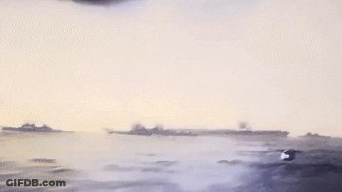 Painting Of Large Body Of Water With Ships GIF