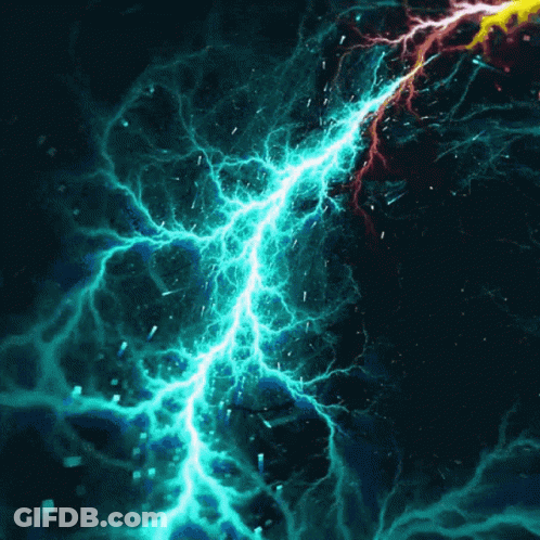 Painting Of Lightning Storm With Green Bolt GIF