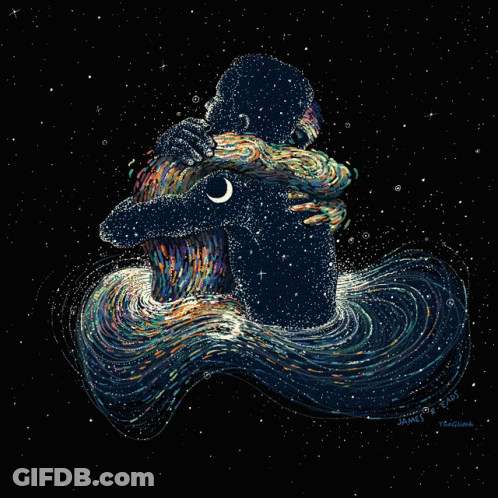 Painting Of Man Hugging Another Man With Name James GIF