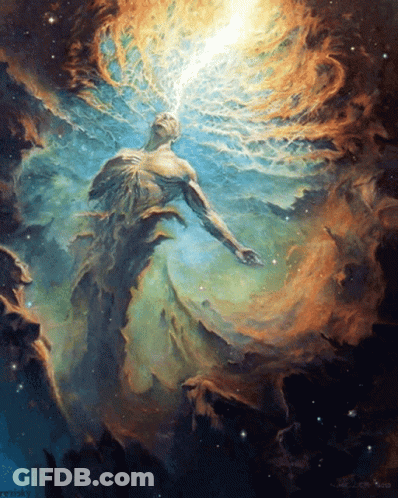 Painting Of Man In Sky With Words Rezinsky GIF