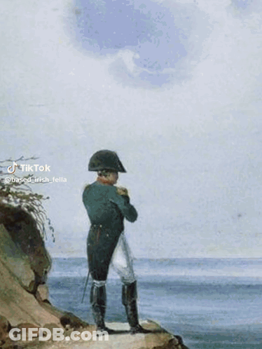Painting Of Man On Cliff Overlooking Ocean TikTok GIF