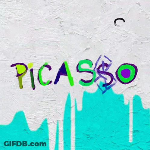 Painting Of Picasso With Stacks Of Money GIF