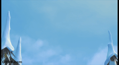 Painting Of Snowy Landscape With Trees And Mountains GIF