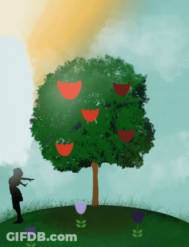 Painting Of Tree With Hearts GIF