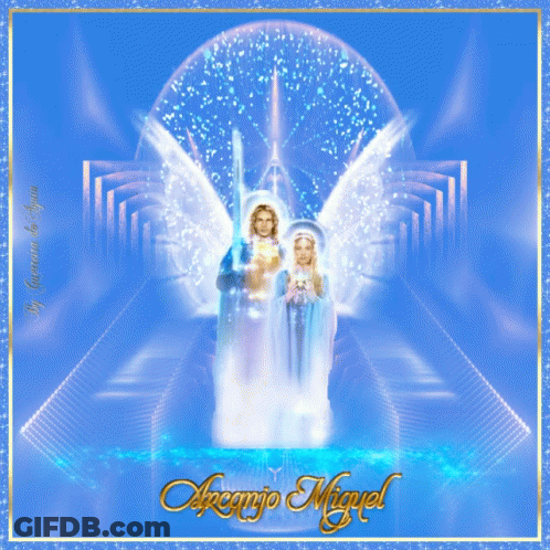 Painting Of Two Angels Named Miguel GIF