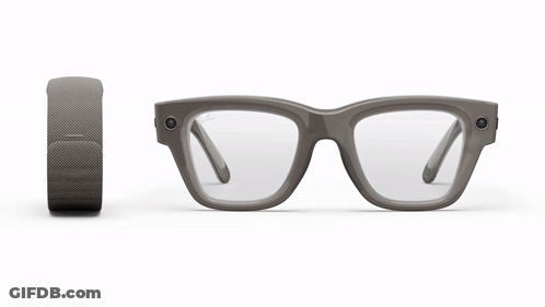 Pair Of Glasses Next To Smart Watch Saying Ray-Ban GIF