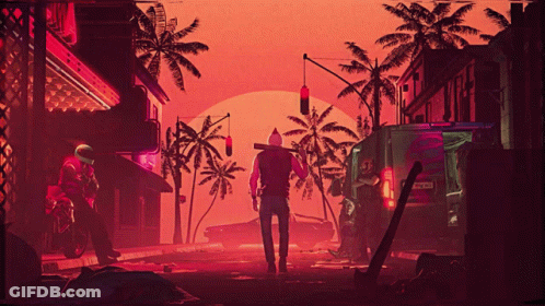 Palm Tree On Beach With Wreath GIF