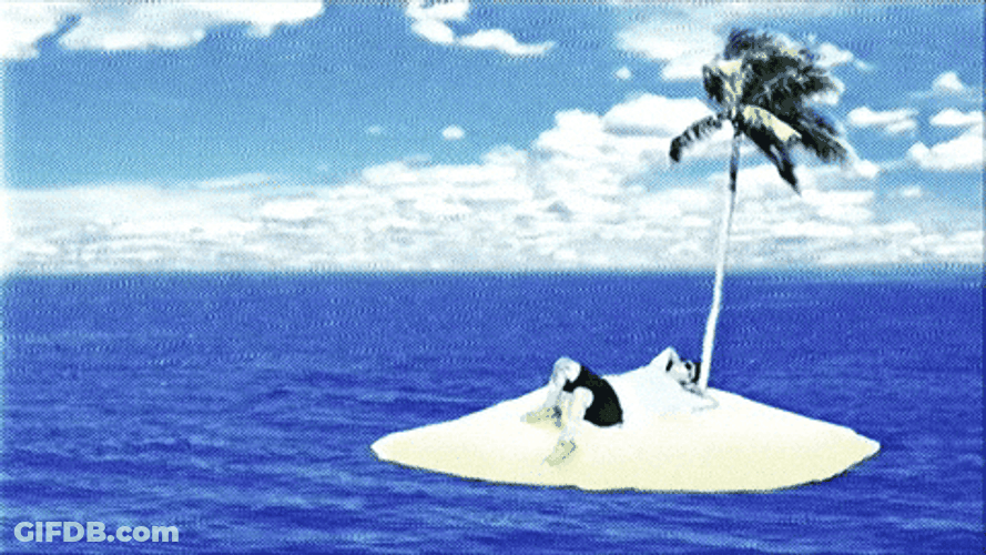 Palm Tree Standing In Small Island Cartoon GIF