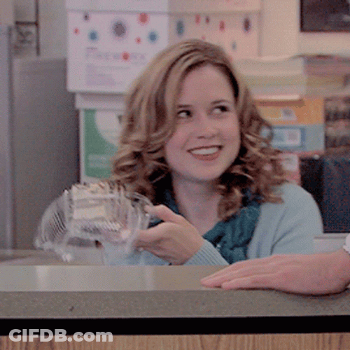 Pam Beesly Throwing Food Garbage GIF
