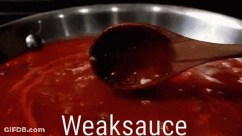 Pan Of Weaksauce With Wooden Spoon GIF