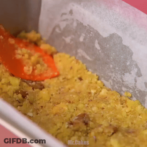 Pan With Crumbs Saying Mr.Cakes GIF