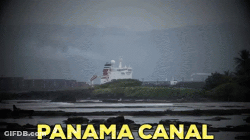 Panama Canal With Ship In Distance GIF