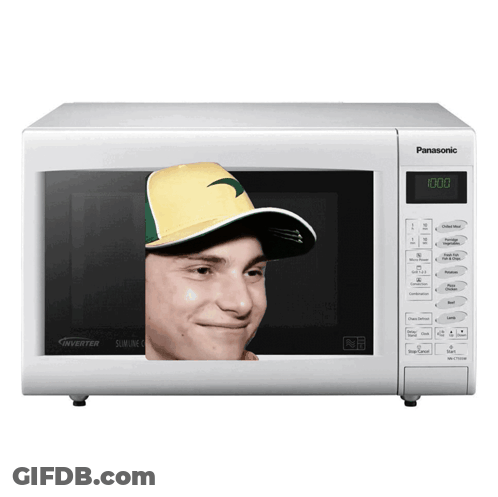 Panasonic Microwave With Man On Screen GIF
