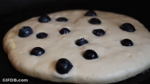 Pancake With Blueberries In Pan GIF