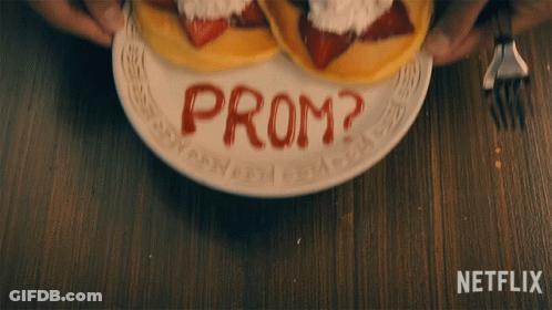 Pancakes With Prom Written In Red GIF