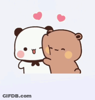 Panda And Brown Bear Hugging With Hearts GIF