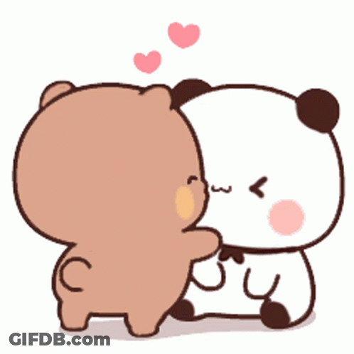 Panda And Brown Bear Kissing GIF