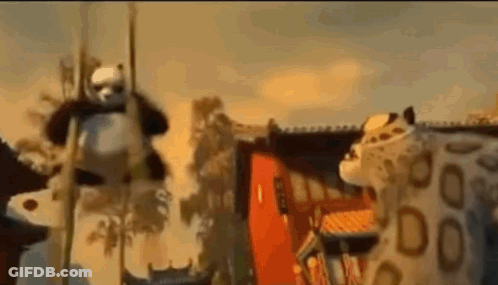 Panda And Leopard Standing Together GIF