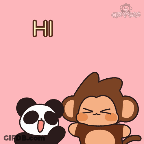 Panda And Monkey Standing Together Monkey Waving GIF