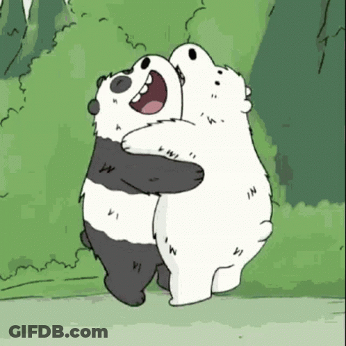 Panda And Polar Bear Hugging GIF