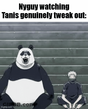 Panda Bear And Man Sitting On Steps GIF