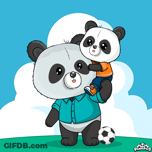 Panda Bear Carrying Another Panda On Shoulders GIF