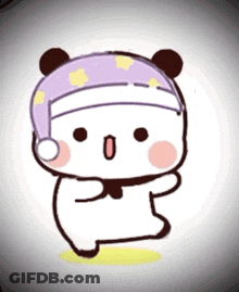 Panda Bear Dancing In Purple Hat GIF