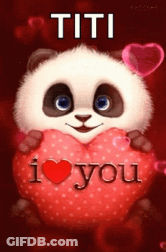 Panda Bear Heart Pillow Titi I Love You GIF